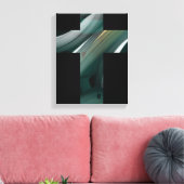 11x14" Trend Abstract Kunst Canvas Zwart Wit Groen Afdruk (Insitu (Woonkamer))