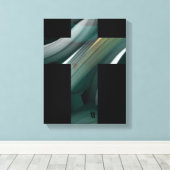 11x14" Trend Abstract Kunst Canvas Zwart Wit Groen Afdruk (Insitu (Houten vloer))