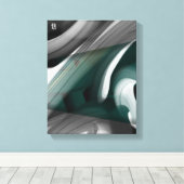11x14" Trend Abstract Kunst Canvas Zwart Wit Groen Afdruk (Insitu (Houten vloer))