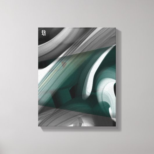 11x14" Trend Abstract Kunst Canvas Zwart Wit Groen Afdruk (Voorkant)