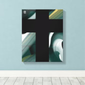 11x14" Trend Abstract Kunst Canvas Zwart Wit Groen Afdruk (Insitu (Houten vloer))