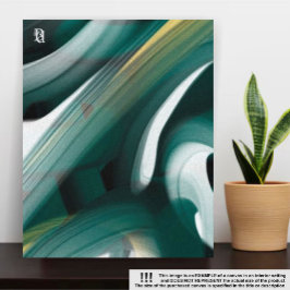 11x14"Trend Abstract Kunstcanvas Zwart Wit Groen Canvas Afdruk
