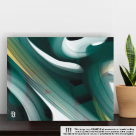 11x14"Trend Abstract Kunstcanvas Zwart Wit Groen Canvas Afdruk