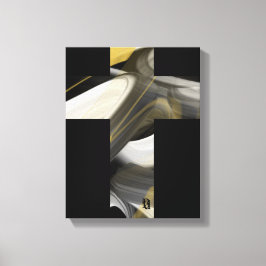 11x14" Trend Abstracte Kunst Canvas Zwart Wit Goud Afdruk
