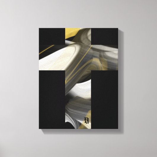 11x14" Trend Abstracte Kunst Canvas Zwart Wit Goud Afdruk (Voorkant)