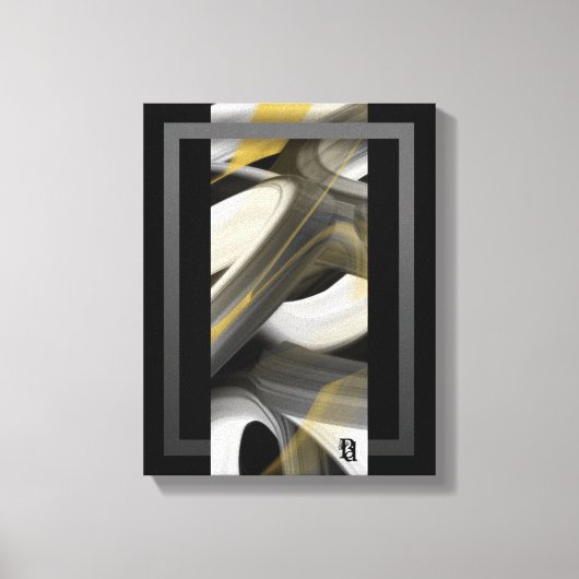 11x14" Trend Abstracte Kunst Canvas Zwart Wit Goud Afdruk (Voorkant)