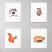 11x14 Woodland Schattige AquarelBos Dieren set (Voorkant)