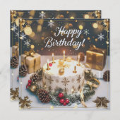 12月の煌めくバースデーカード／Sparkling December Birthday Card Feestdagenkaart (Voorkant / Achterkant)