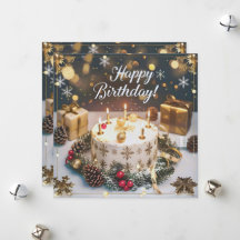 12月の煌めくバースデーカード／Sparkling December Birthday Card