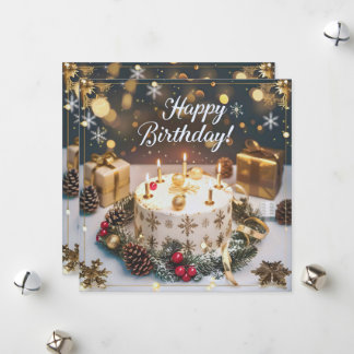 12月の煌めくバースデーカード／Sparkling December Birthday Card Feestdagenkaart