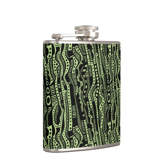 120115 - Zwart op lichtgroen b8da89 Heupfles (Rechts)