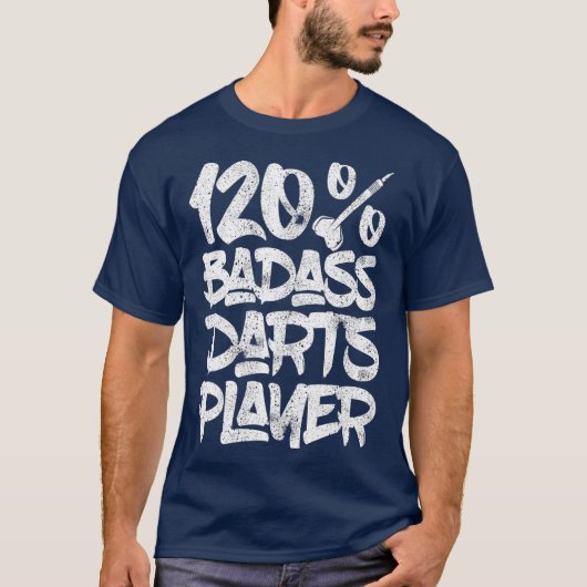 120 Badass Darts Speler - Darts Bullseye T-shirt (Voorkant)