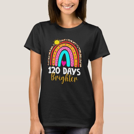 120 Days Brighter Happy 120th Day Of School Rainbo T-shirt (Voorkant)