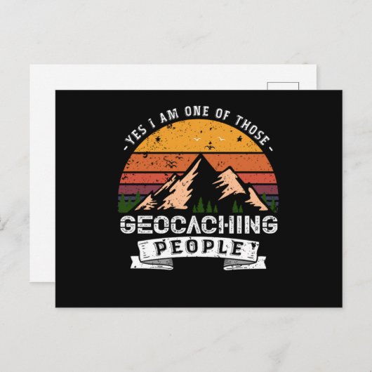120.Ja, ik ben een van die Geocaching Mensen Uitnodiging Briefkaart (Voorkant / Achterkant)