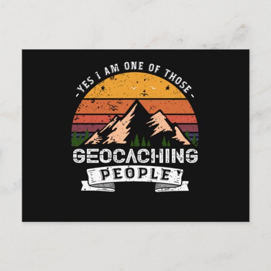 120.Ja, ik ben een van die Geocaching Mensen Uitnodiging Briefkaart (Voorkant)