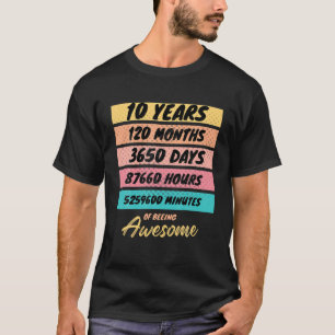 120 maanden Kinder Retro 10 jaar oud Birthda T-shirt