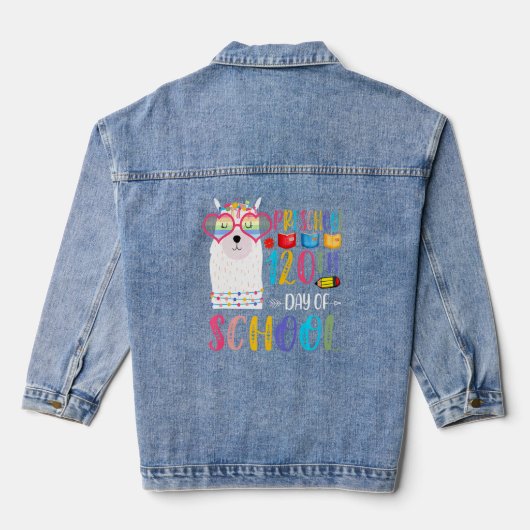 120e schooldag geen prob llama 120 dagen pres denim jacket (Achterkant)