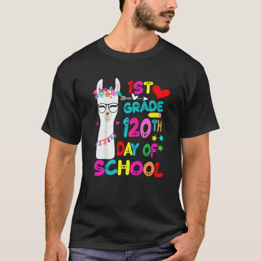 120th Day Of School No Prob Llama Happy 120th Day T-shirt (Voorkant)