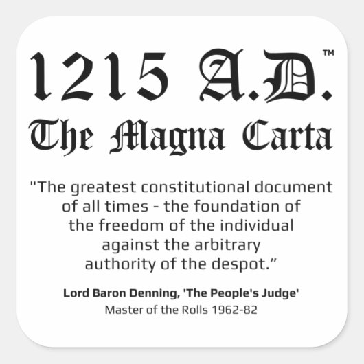 1215 A.D.™ De Magna Carta Quote Stickers (Voorkant)