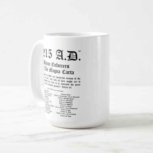 1215 A.D.™ Magna Carta Baron Enforcers Klassieke M Koffiemok (Voorkant links)