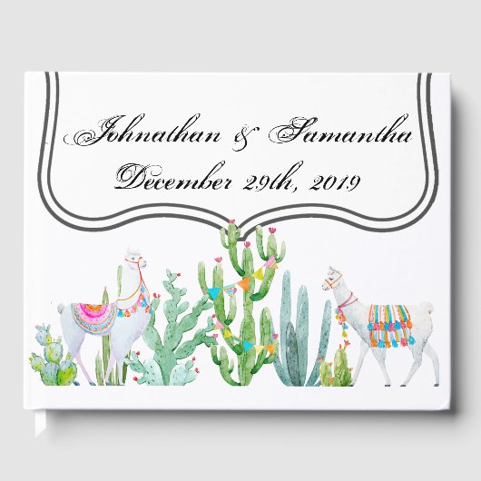 122 pagina bruiloft gastenboek Boho Llama Bohemian (Voorkant)