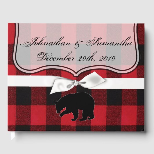 122 Pagina Bruiloft Gastenboek Red Buffalo Plaid B (Voorkant)