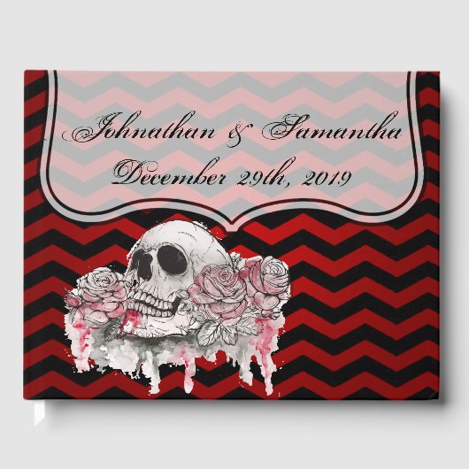 122 pagina bruiloft gastenboek schedel Roos gothic (Voorkant)