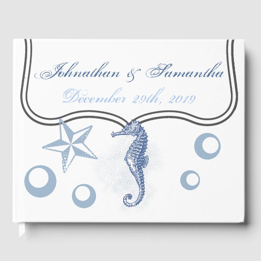 122 Pagina Bruiloft Gastenboek Seahorse Ocean Beac (Voorkant)