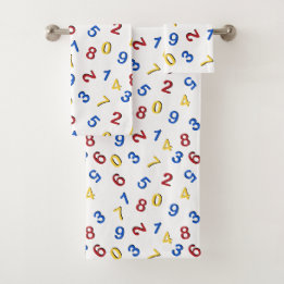 123 cijfers rood geel blauw bad handdoek