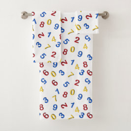 123 cijfers rood geel blauw bad handdoek