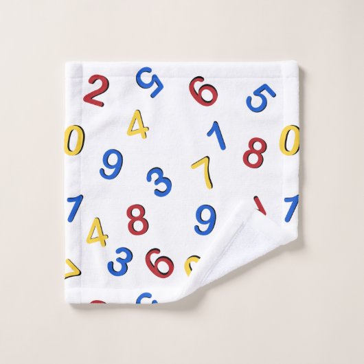 123 cijfers rood geel blauw bad handdoek (Wasdoekje)