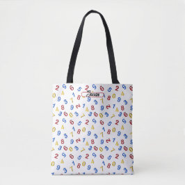 123 cijfers rood geel blauw tote bag