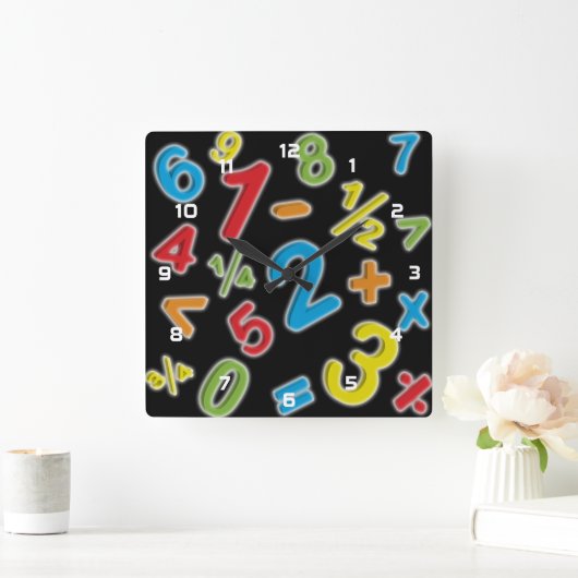 123 Getallen Wiskunde Vierkante Klok (Huis)
