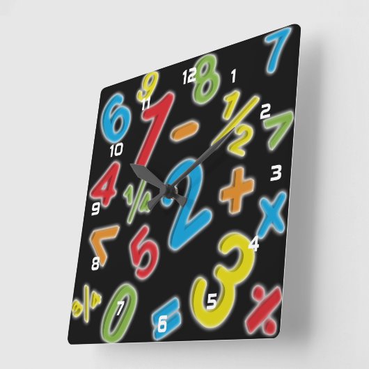 123 Getallen Wiskunde Vierkante Klok (Hoek)