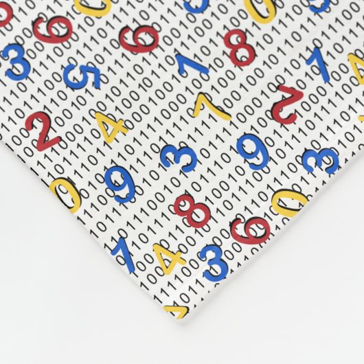 123 Nummers Rood Geel Blauw Binaire Code Fleece Deken (Hoek)