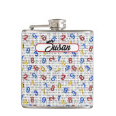 123 Nummers Rood Geel Blauw Zwart Wit Binair Heupfles (Voorkant)