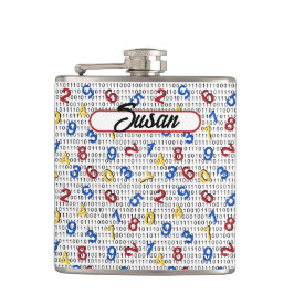 123 Nummers Rood Geel Blauw Zwart Wit Binair Heupfles