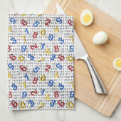 123 Nummers Rood Geel Blauw Zwart Wit Binair Theedoek (Quarter Fold)