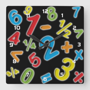 123 Nummers Wiskunde Vierkante Klok
