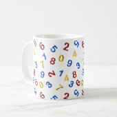 123 rood geel blauw koffiemok (Voorkant links)