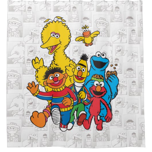  123 Sesamstraat Douchegordijn (Voorkant)