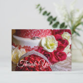 1242-Bruidstaart, Boeket en Ringen Bedankkaart (Staand voorkant)