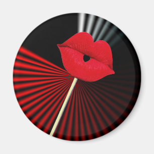 1253 DE ZWARTE RODE WITTE LIPPEN GRAFISCHE BACKG MAGNEET