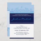 125 suzi CUSTOM BAPTISM INVITE elegant marineblauw Kaart (Voorkant / Achterkant)