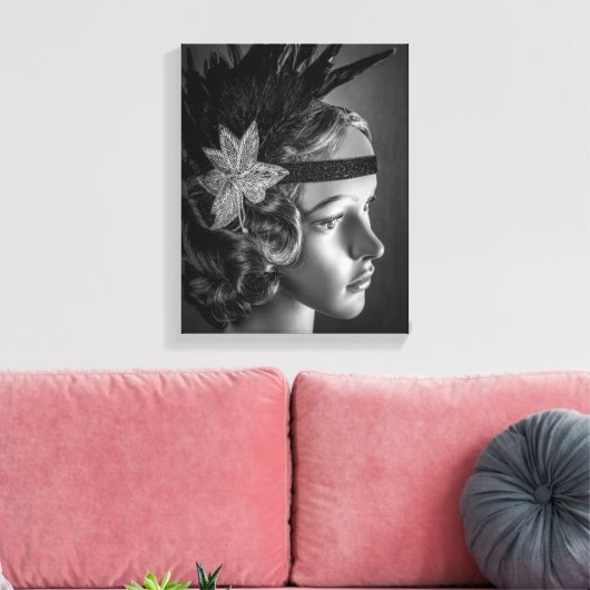 1289-1920's Flapper met hoofdband Canvas Afdruk (Insitu (Woonkamer))
