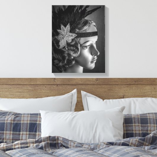 1289-1920's Flapper met hoofdband Canvas Afdruk (Insitu (Slaapkamer))