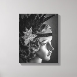 1289-1920's Flapper met hoofdband Canvas Afdruk