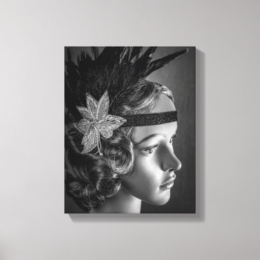 1289-1920's Flapper met hoofdband Canvas Afdruk (Voorkant)