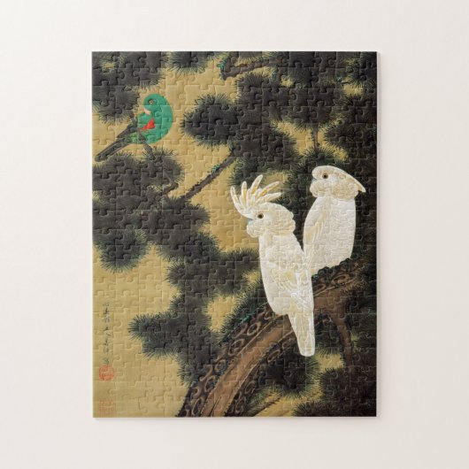 12. 老 鵡 図, 若 Pine-tree & Parrot, Jakuchu Legpuzzel (Verticaal)