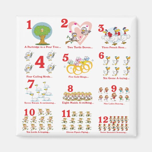 12 12 dagen kerstmis voltooid magneet (Voorkant)